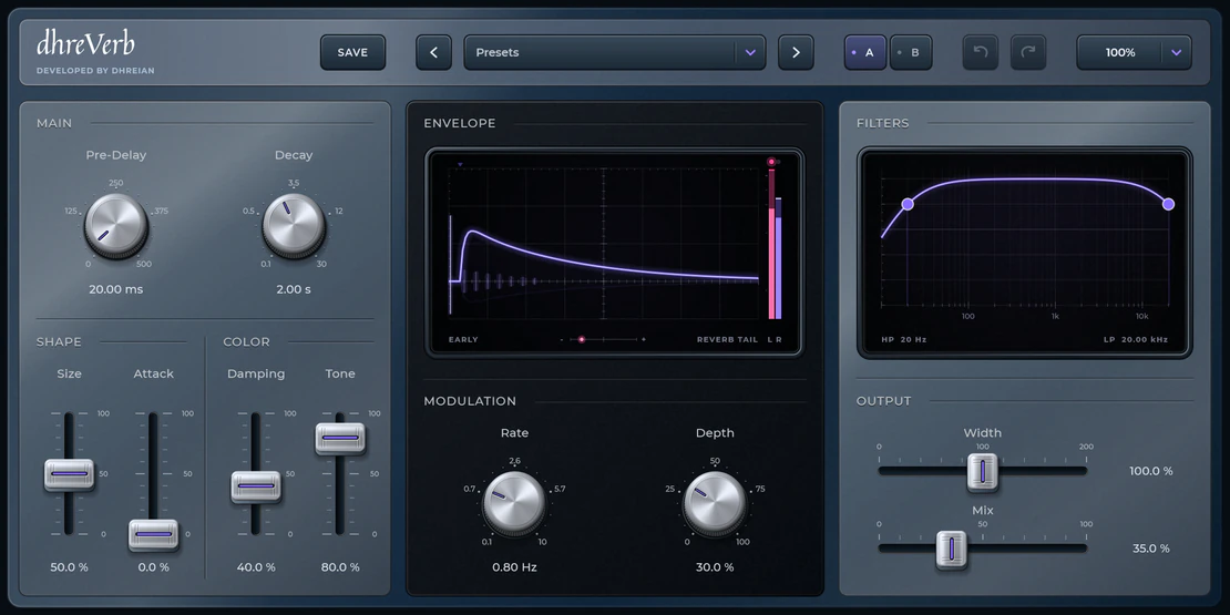 Interfaz de dhreVerb